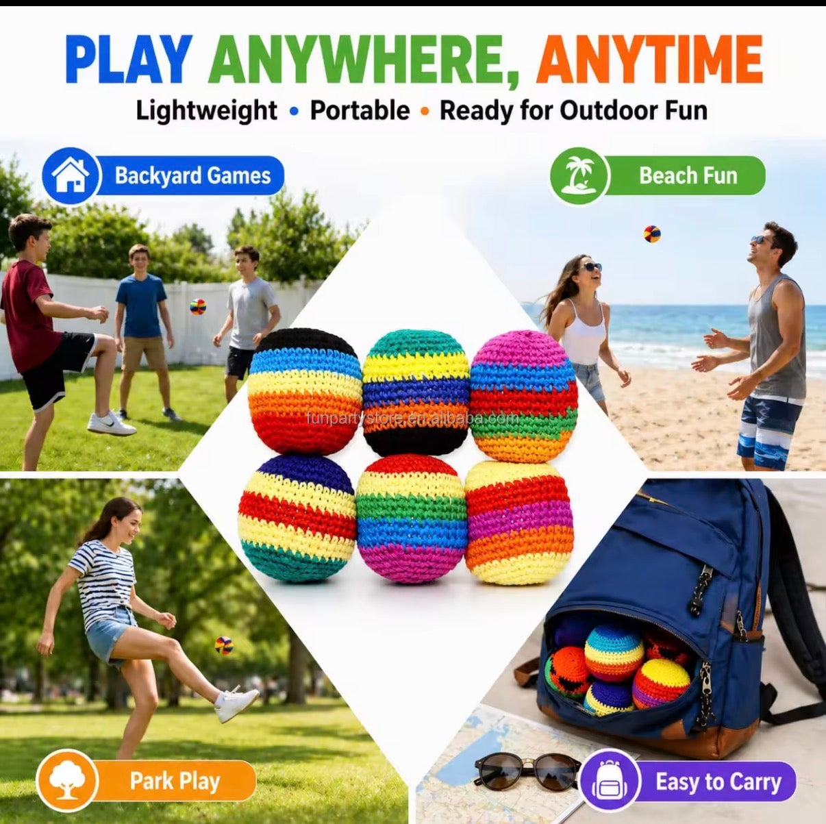 Hacky Sacks - set of 6 - mixed colors (shipping estimate 6/10)