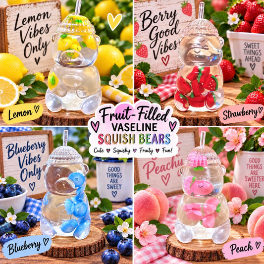 Fruit Filled Vaseline Squishy Bear Bottle - set of 12